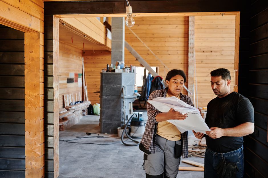 Professional home renovation team at work